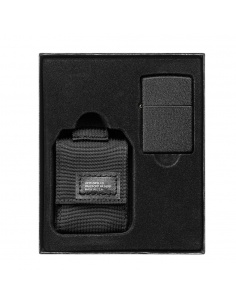 Ajándék szett Zippo 236 Black Crackle öngyújtó + öngyújtó tartó fekete nejlon 49402