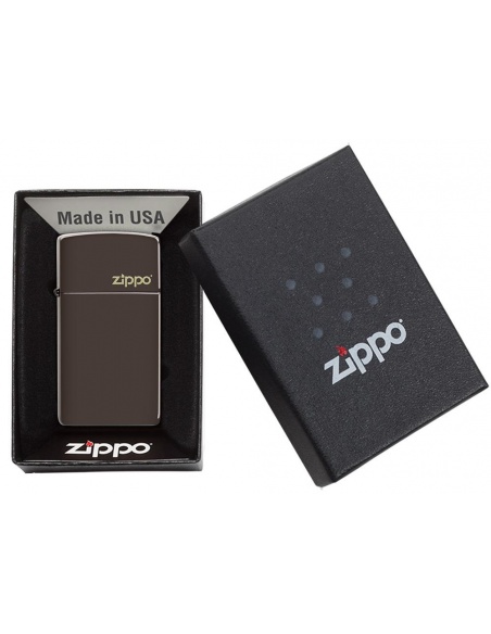 Zippo 49266ZL Slim Brown Zippo Logo öngyújtó