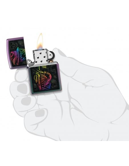 Zippo 48192 Rainbow Skeleton with Hat and Tie öngyújtó